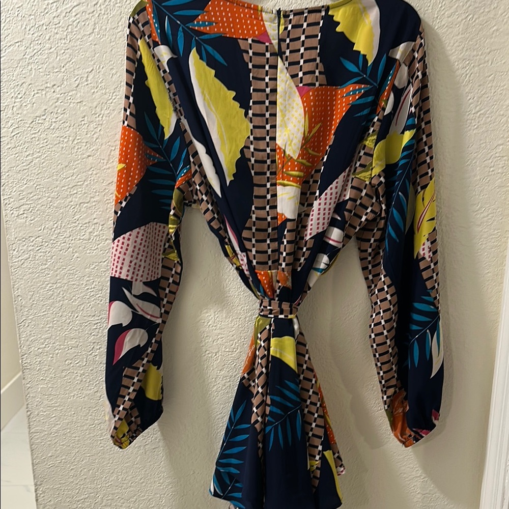 Colorful Geometric Wrap Dress - Picture 2 of 2